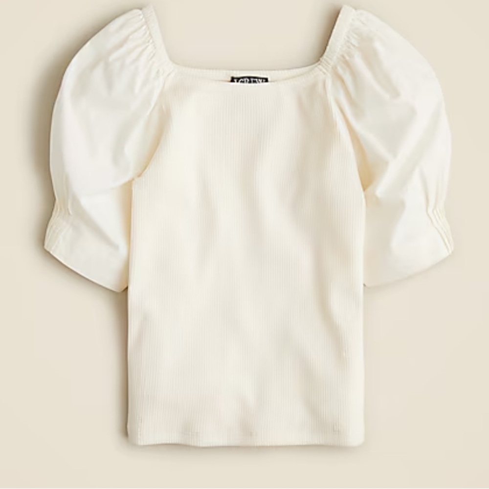 J. Crew Cream Puff Sleeve Blouse